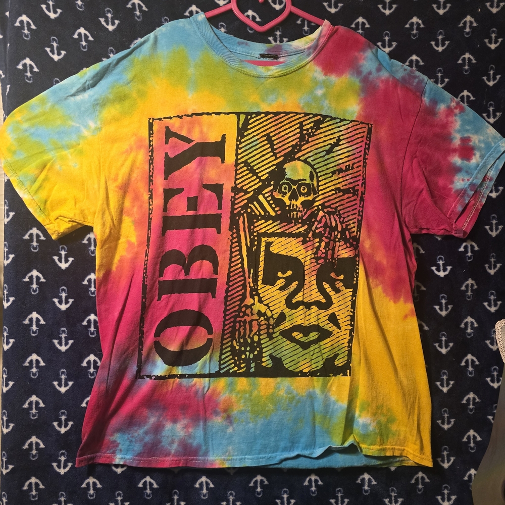 Obey Red and Blue Short Sleeve Tee Vibrant Graphic